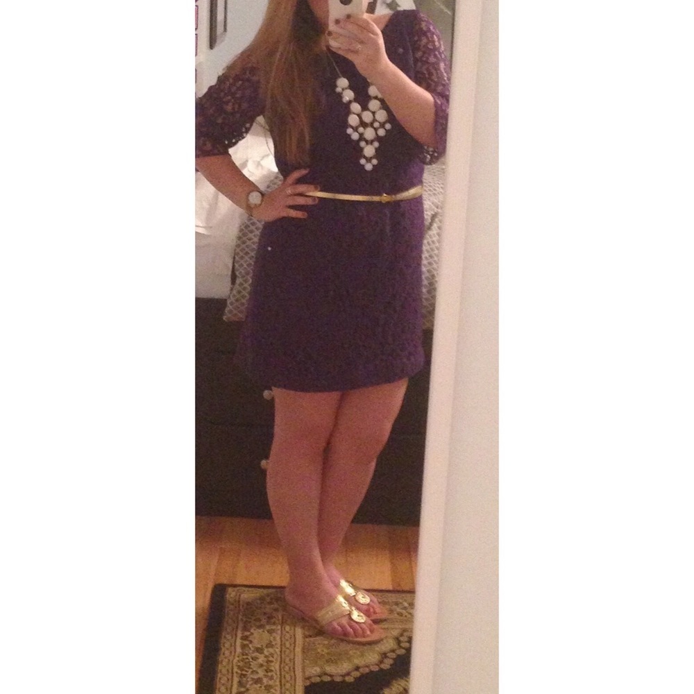 Nine West Purple Lace Longsleeve Dress